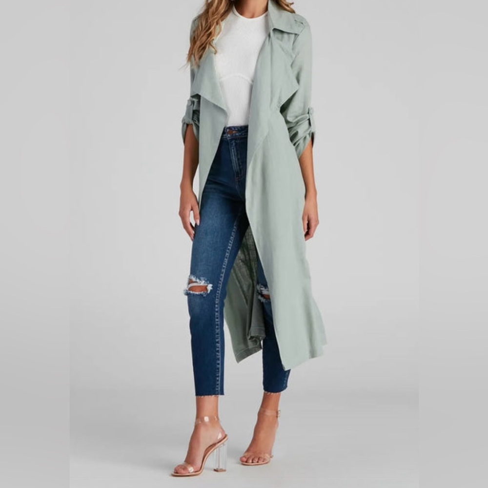 Shift In Season Linen Belted Trench